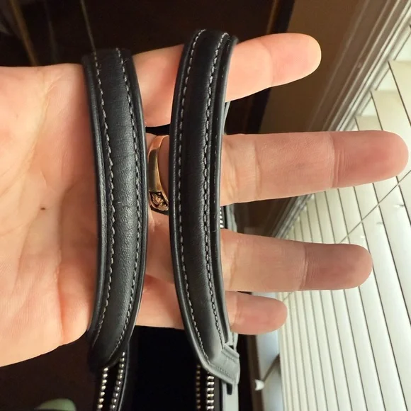 Coach Embossed C Black Leather Handbag Crossbody - Picture 11 of 15